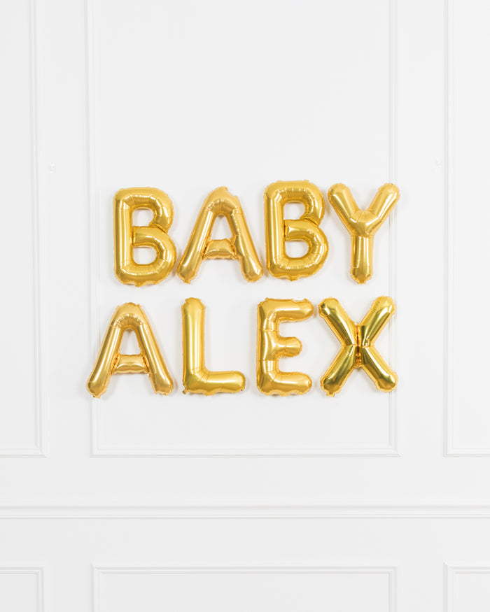16in Gold "BABY Name" Foil Letters Set
