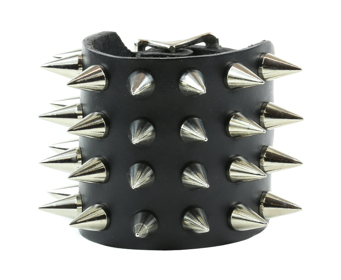 2 BUCKLE BRACELET WITH 4 ROW POINT RIVET, 2 1/2" WIDE
