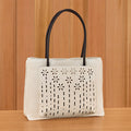 22 Tote Vegan Leather Flower Zip Tote Handbag with Pockets