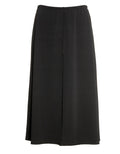 27" Lined Elastic Waist Crepe Skirt with Exposed Center Seam Black