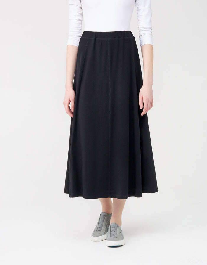 Jersey Aline Skirt with Elastic Waist and Stitched Seams