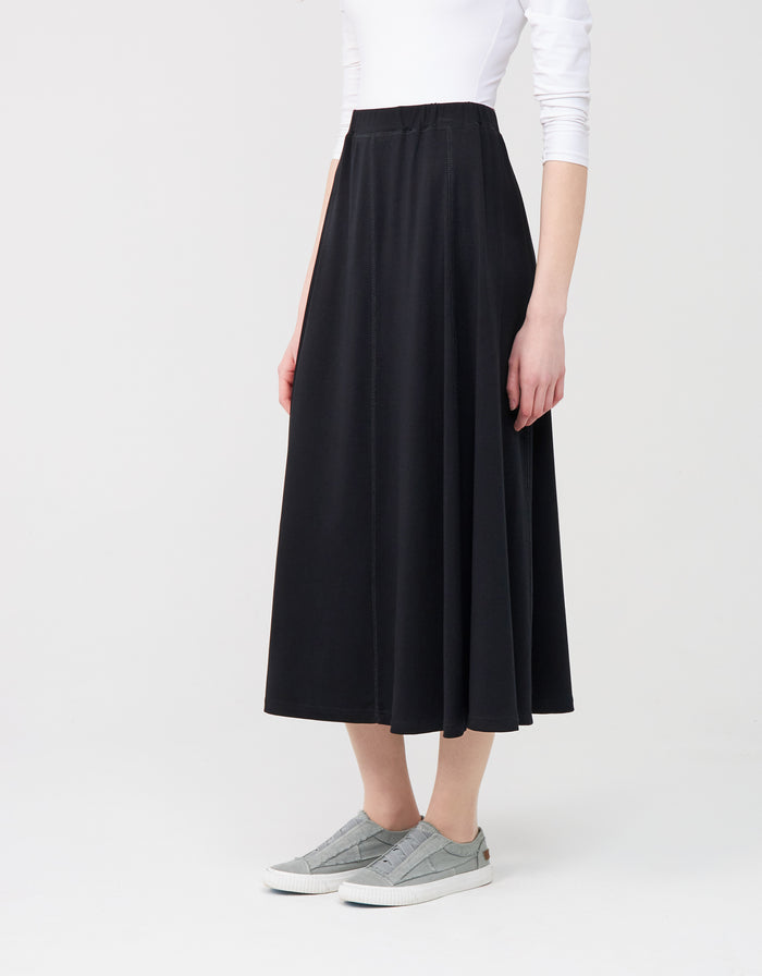 Jersey Aline Skirt with Elastic Waist and Stitched Seams