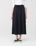 Jersey Skirt with Elastic Drawstring Waist and Cargo Pockets