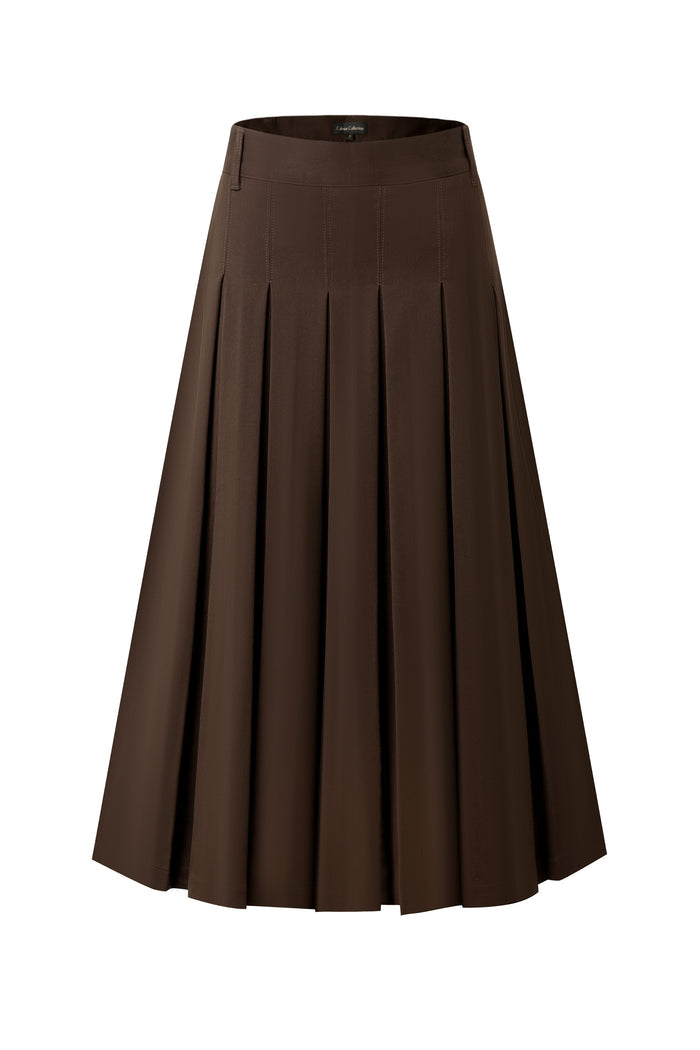 Dark Brown Pleated Skirt