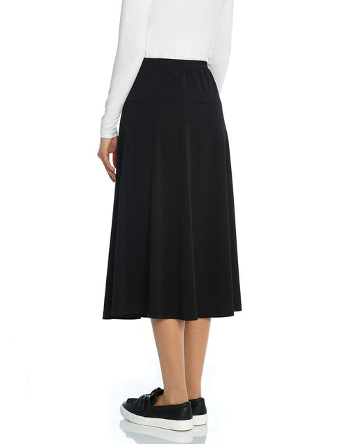 Lined Flare Yoke Skirt Black