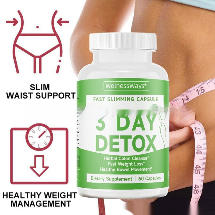 Capsules de détox végétale pour nettoyage du côlon, 3 jours de cure amincissante, compléments pour une purification naturelle