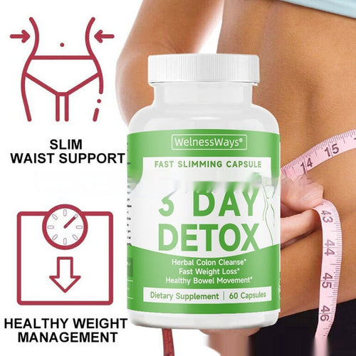 Capsules de détox végétale pour nettoyage du côlon, 3 jours de cure amincissante, compléments pour une purification naturelle
