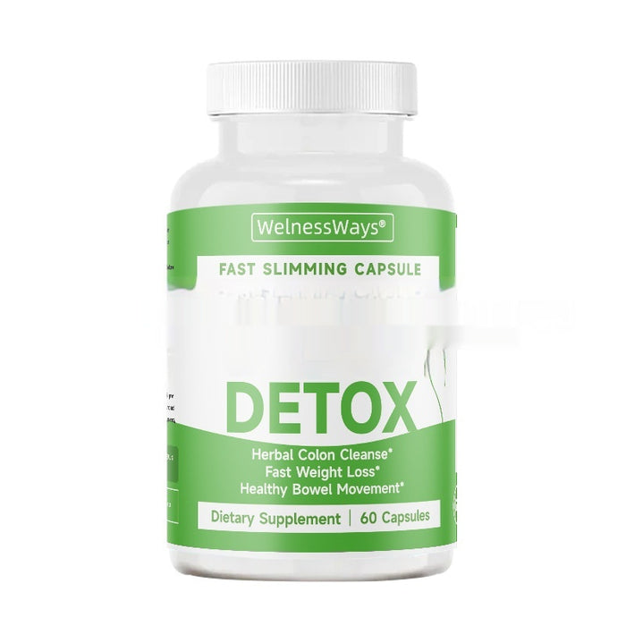 Capsules de détoxification amincissante de 3 jours, nettoyant naturel à base de plantes pour le colon, dans un flacon blanc.