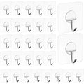30 Packs Adhesive Hooks Wall Hooks Strong Adhesive Hooks 30 lbs/ 15 kg Seamless Transparent Hooks for Towel Loofah Bathrobe Coats Ceiling Hanger, Waterproof Hooks