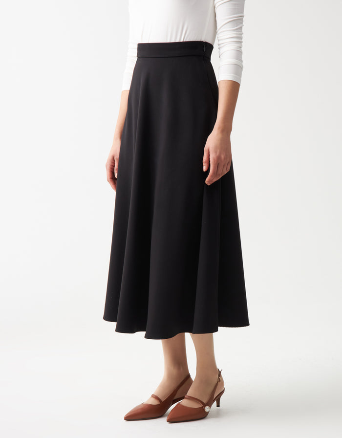Lined Elegant Aline Skirt Black