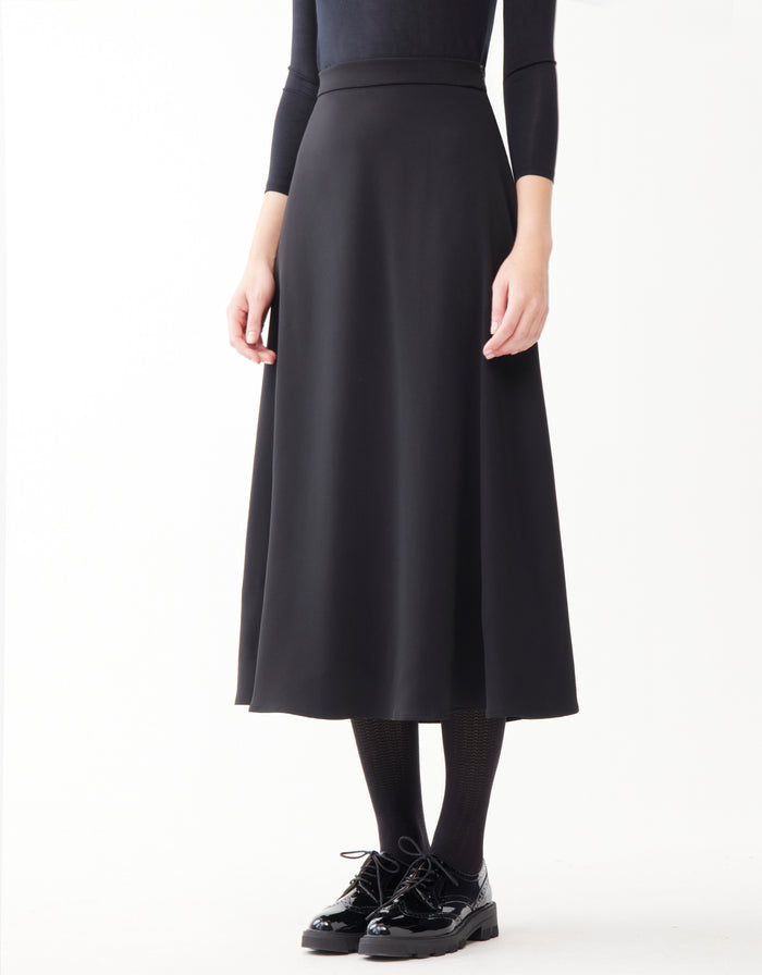 Lined Wool Blend Skirt with Side Zipper