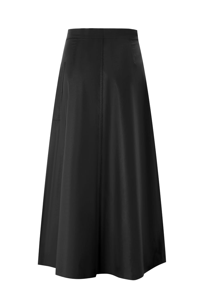 Black A-Line Midi Skirt