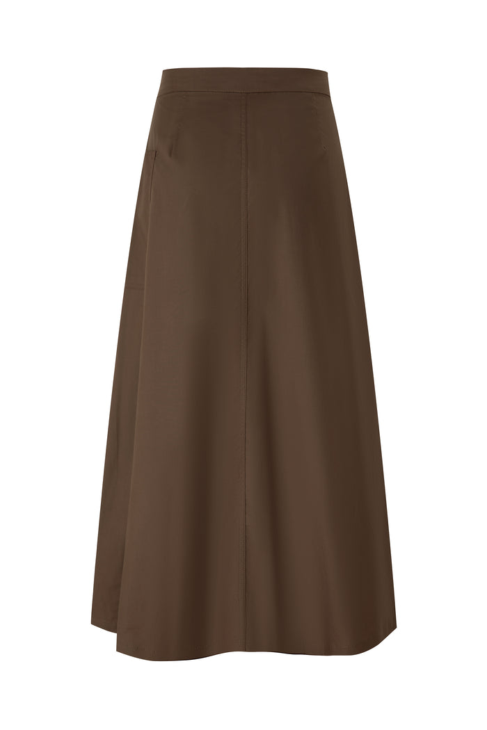 Light Brown A-Line Midi Skirt