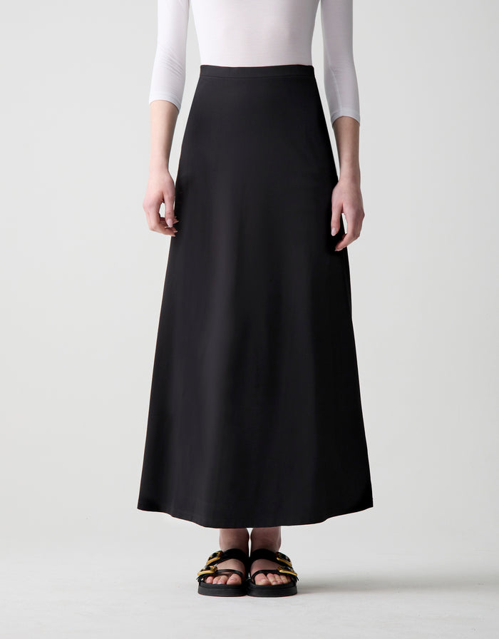 Basic Elastic Waist Aline Jersey Skirt Black