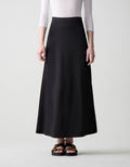 Basic Elastic Waist Aline Jersey Skirt Black