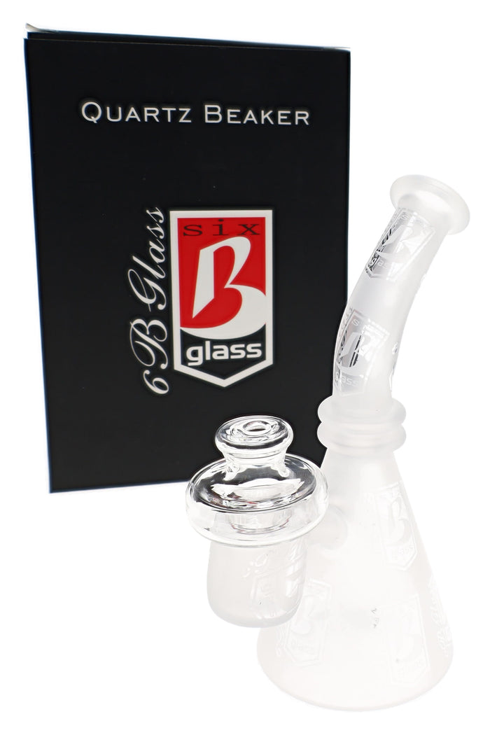 5″ 6B Glass frosted quartz mini dab rig with compact beaker body and branded retail box