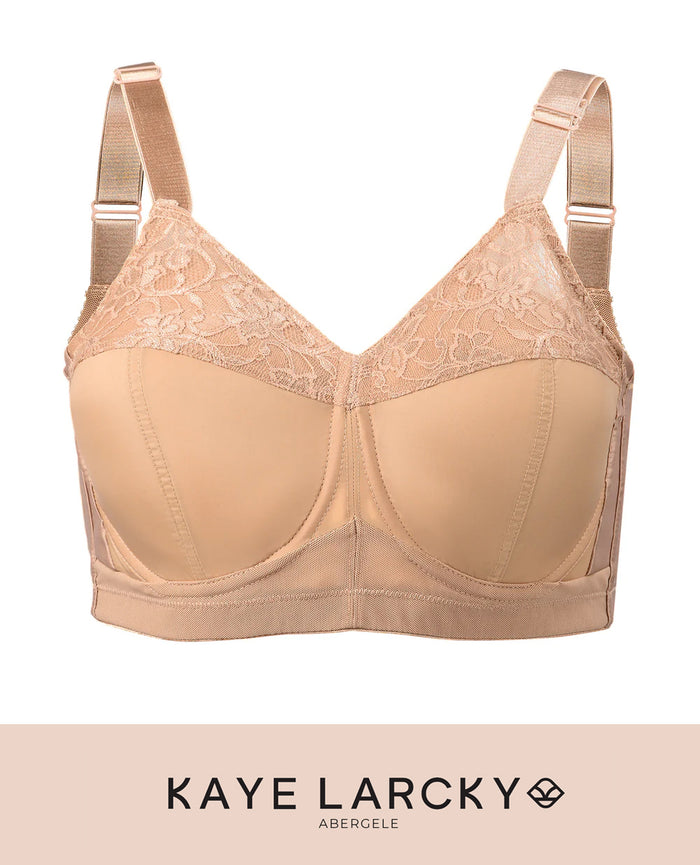 Abergele-Kaye Larcky 71020/4002 3X Size-Reduction Minimizer Taffeta Fabric+Lace Luxe Shaping Wide Supportive Elastic Straps