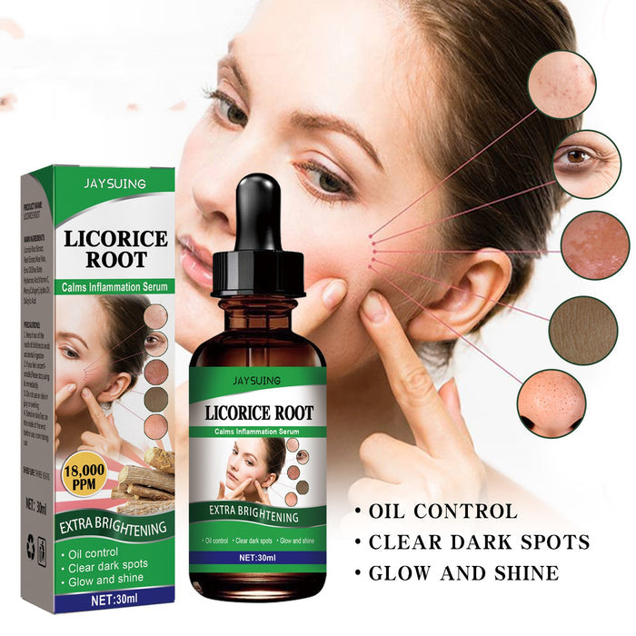Visage avec peau éclatante, montrant des zones traitées contre les marques d'acné et les points noirs, peau lumineuse et saine.