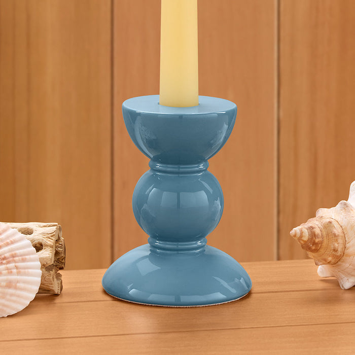 Addison Ross Bobbin Taper Candleholders, Chambray