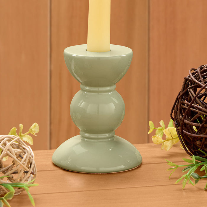 Addison Ross Bobbin Taper Candleholders, Sage