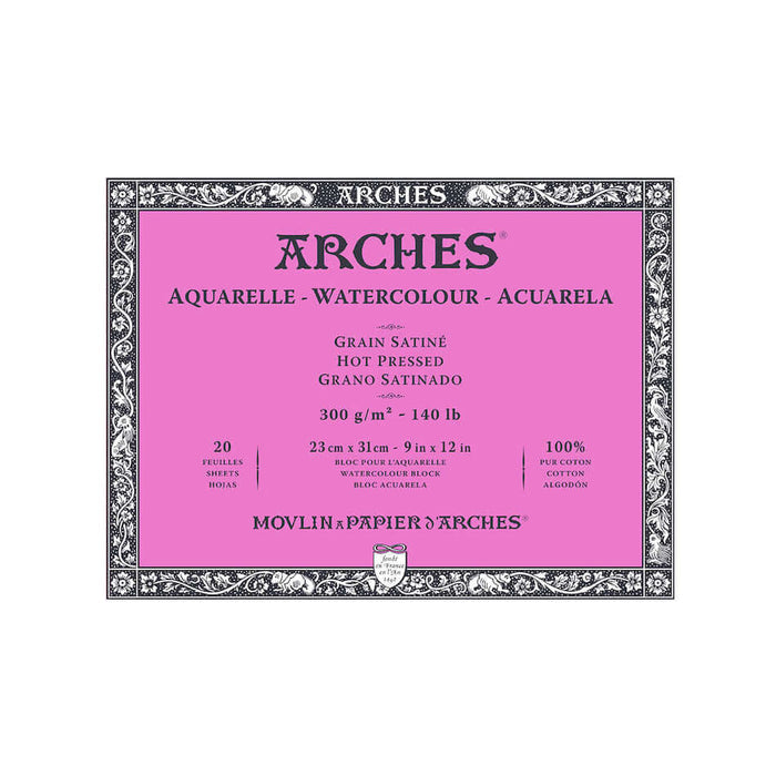 Arches Watercolour Hot Pressed Block 23 x 31 by Arches at Cult Pens