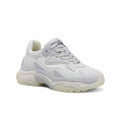 Women’s leather low-top sneakers, off-white with cushioned midsole and lace-up front