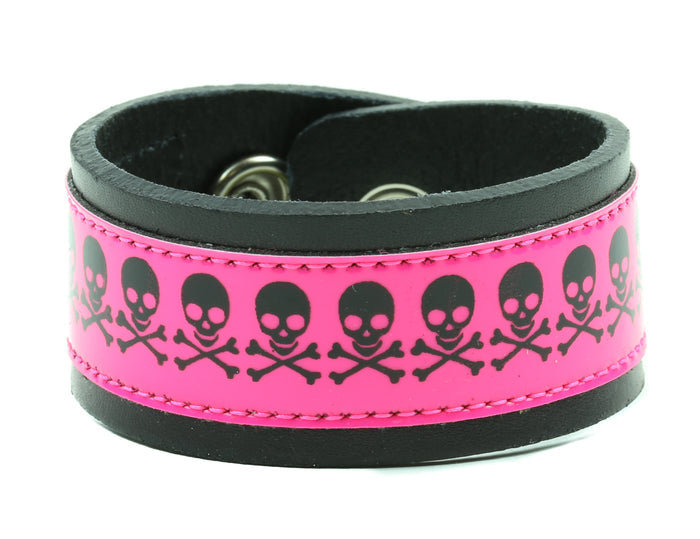 ASSORTED SKULL PRINTED BRACELET, 1 1/4" WIDE