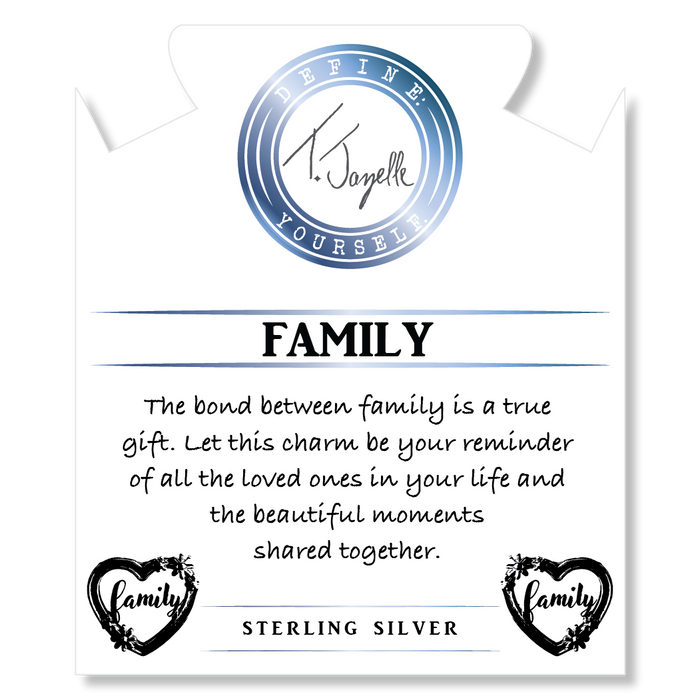 Australian Agate Gemstone Bracelet with Heart Family Sterling Silver Charm