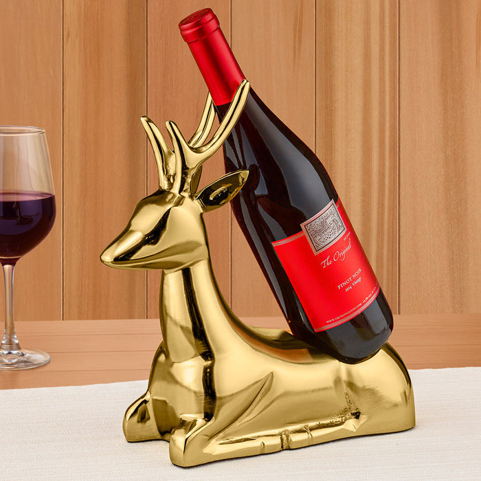 Be Home Brass Reindeer Wine Bottle Holder