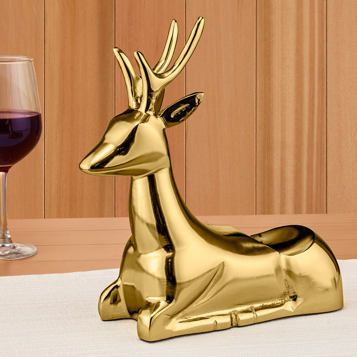 Be Home Brass Reindeer Wine Bottle Holder