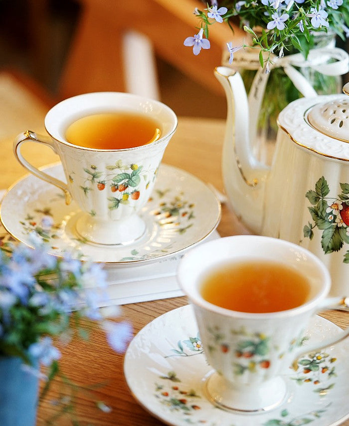 Beautiful British Tea Cups, Elegant Porcelain Tea Cup Saucer Set, Traditional English Tea Cup and Saucer, Unique Ceramic Coffee Cups-Paintingforhome