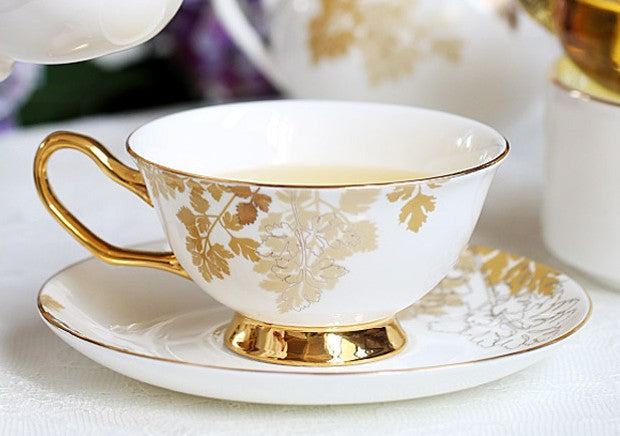 Beautiful British Tea Cups, Traditional English Tea Cup and Saucer, Porcelain Tea Cup Saucer Set, Elegant Ceramic Coffee Cups-Paintingforhome