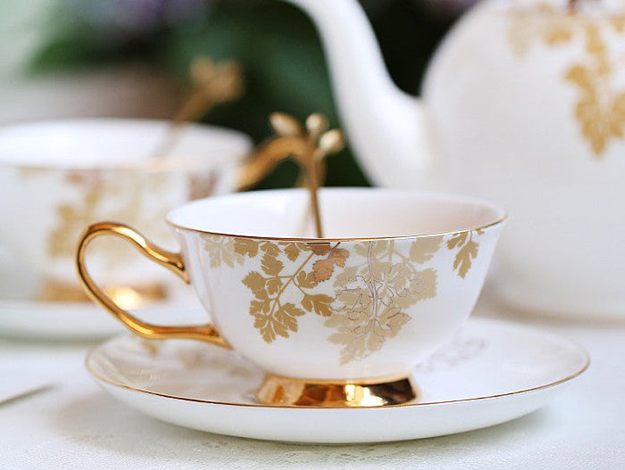 Beautiful British Tea Cups, Traditional English Tea Cup and Saucer, Porcelain Tea Cup Saucer Set, Elegant Ceramic Coffee Cups-Paintingforhome