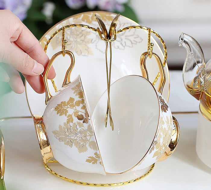 Beautiful British Tea Cups, Traditional English Tea Cup and Saucer, Porcelain Tea Cup Saucer Set, Elegant Ceramic Coffee Cups-Paintingforhome