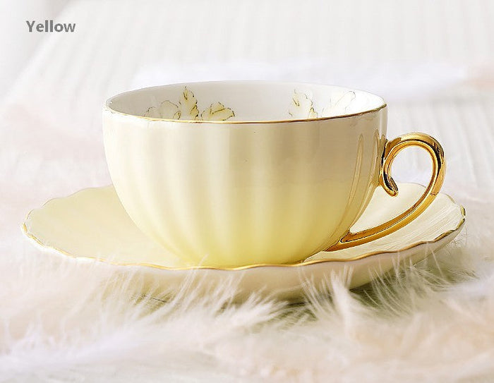 Beautiful British Tea Cups, Unique Traditional Afternoon Tea Cup and Saucer, Elegant Ceramic Coffee Cups, Royal Porcelain Tea Cup Set-Paintingforhome