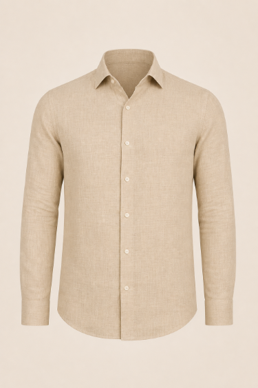 Beige Mediterranean Artisan Linen Shirt