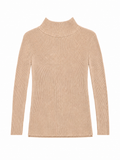 Beige ribbed mock turtleneck sweater for toddlers, kids and preteens.