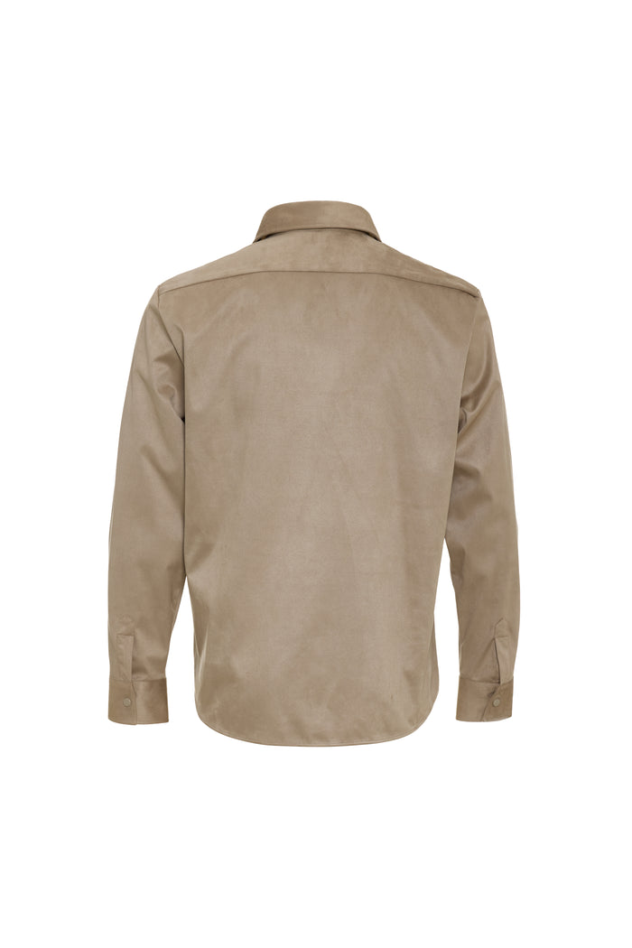 Beige Suede Shirt Jacket
