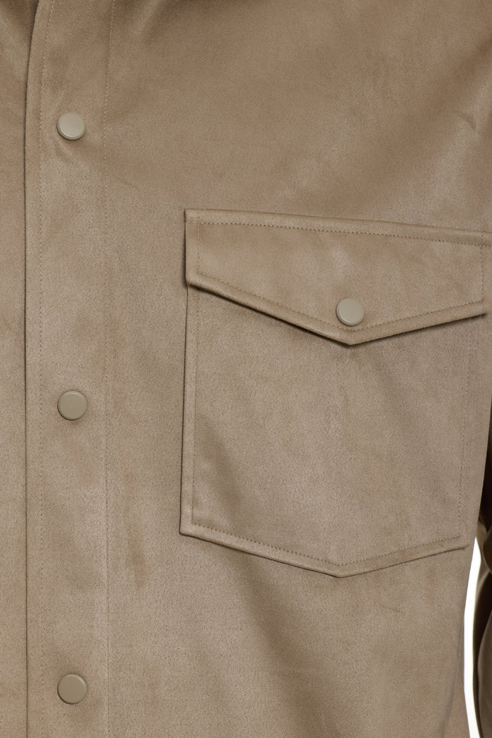 Beige Suede Shirt Jacket