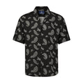 Black and White Paisley Print Short Sleeve Shirt