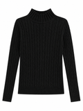 Black cable knit mock turtleneck sweater for toddlers, kids and preteens.