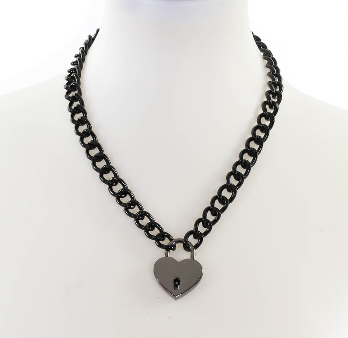 Black Heart Padlock Black Chain Pad Lock Choker