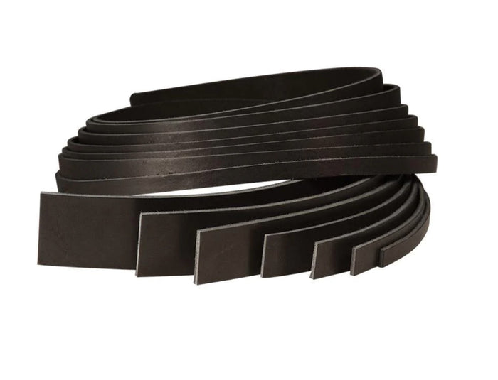 Black Heavy Weight Military Grade Cowhide Strip Natural Color 48" Length