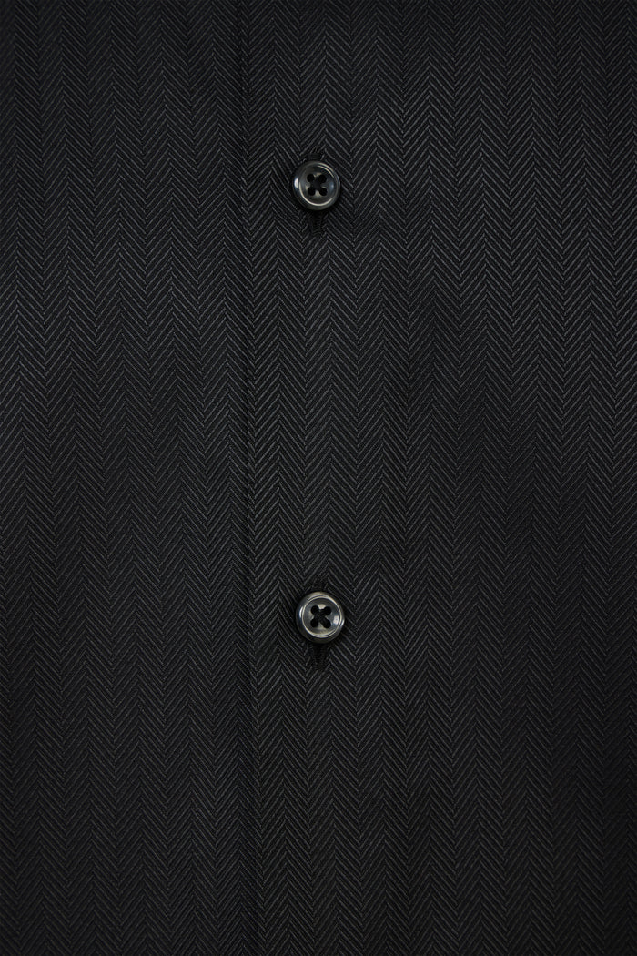 Black Herringbone Dress Shirt