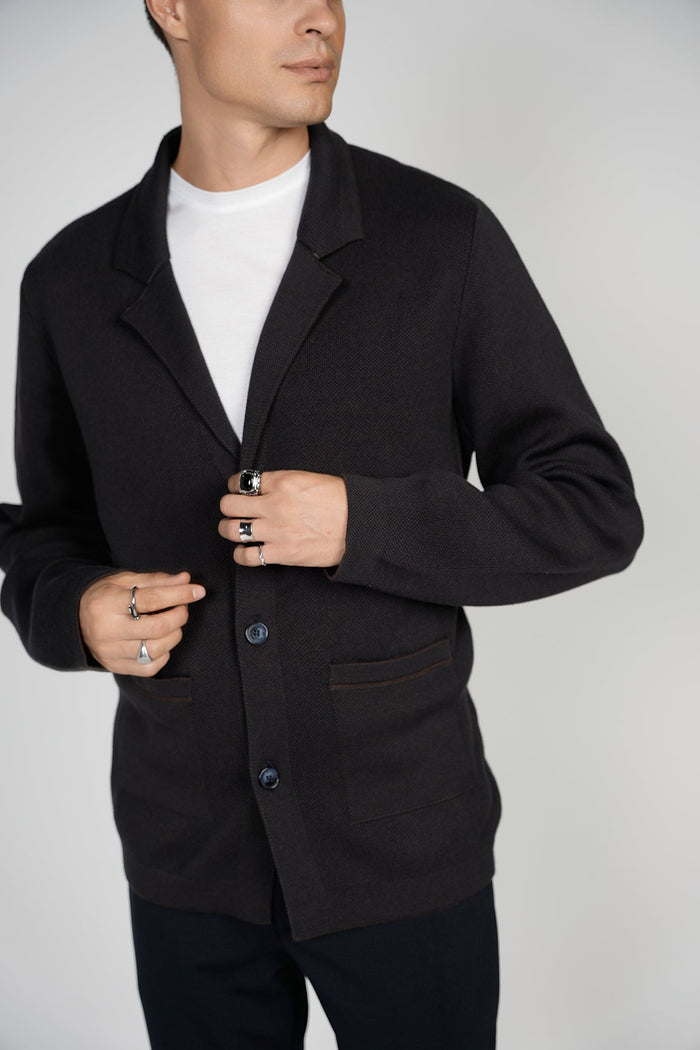 Black Knit Button Down Cardigan