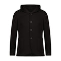 Black Knit Hooded Button Sport Coat