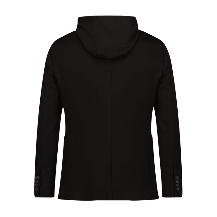 Black Knit Hooded Button Sport Coat