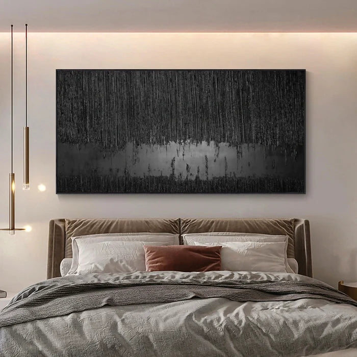 Black Minimalist Textured Painting #MZ024