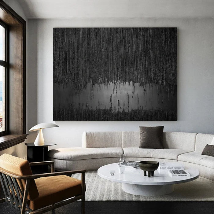 Black Minimalist Textured Painting #MZ024