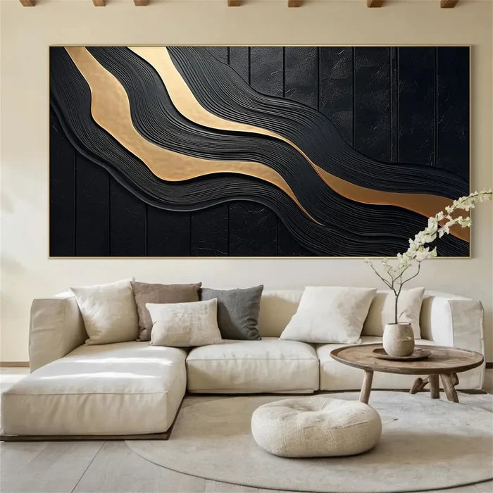 Black Minimalist Textured Painting #MZ134